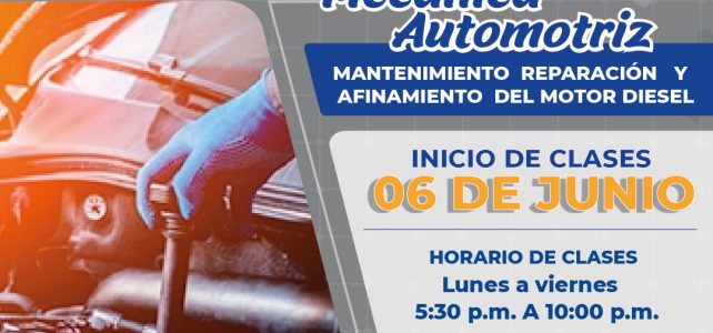Matricula en Mecánica automotriz – Mantenimiento y reparación de afinamiento de motor diesel