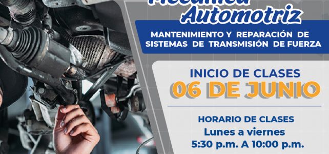 Matricula en Mecánica automotriz – Mantenimiento y reparación de sistema de transmisión y fuerza